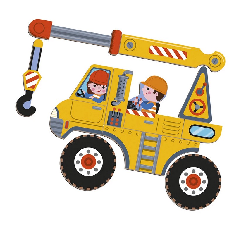 Libro magnetico per bambini a tema costruzioni con 50 magneti e 18 modelli da seguire